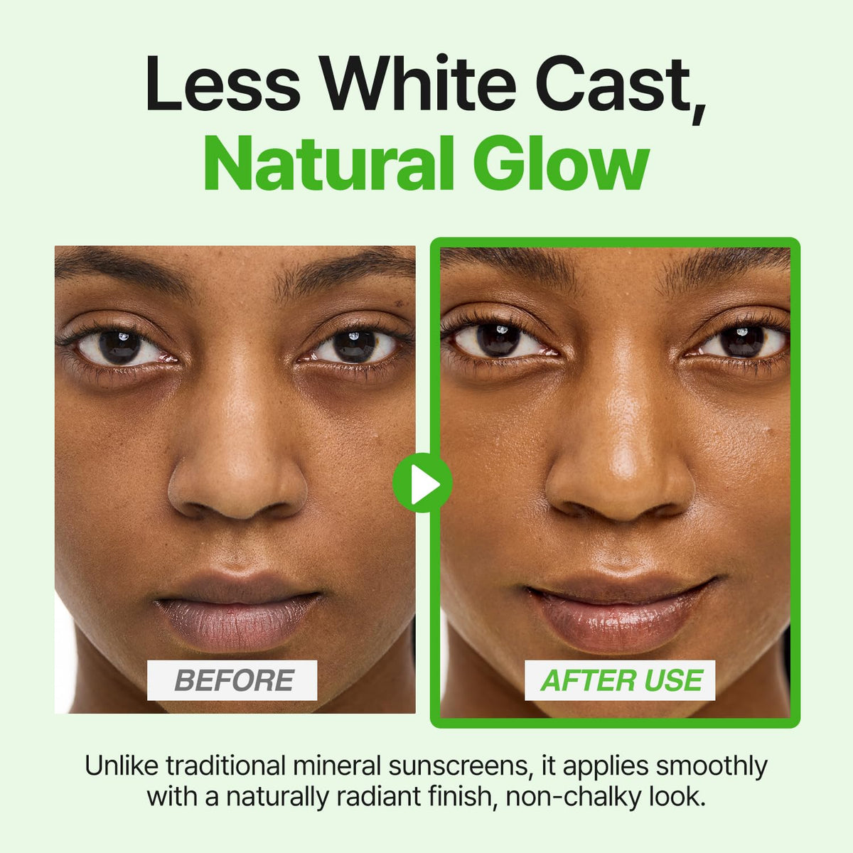 GOODAL sunscreen spread on hand illustrating smooth, non-chalky application
