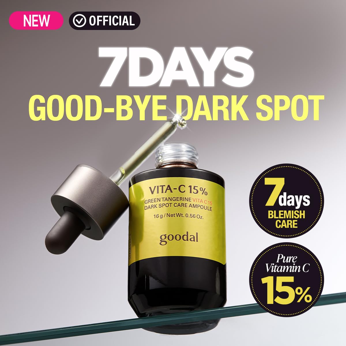 GOODAL ampoule dropper dispensing a clear drop, demonstrates easy precise application
