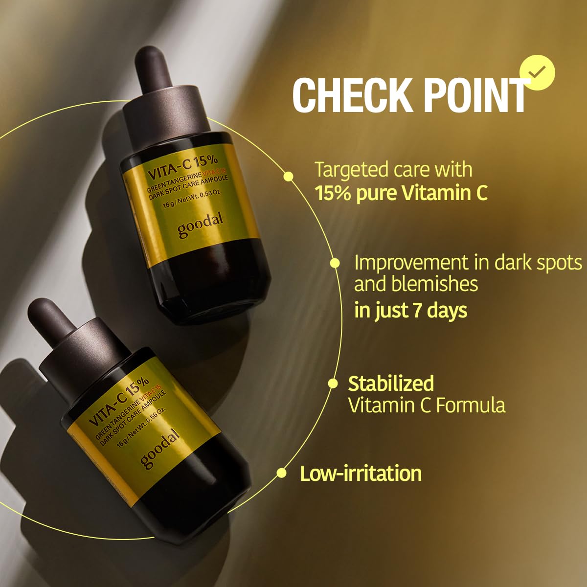 GOODAL ampoule in morning sink setting with towel, suggests layering under SPF