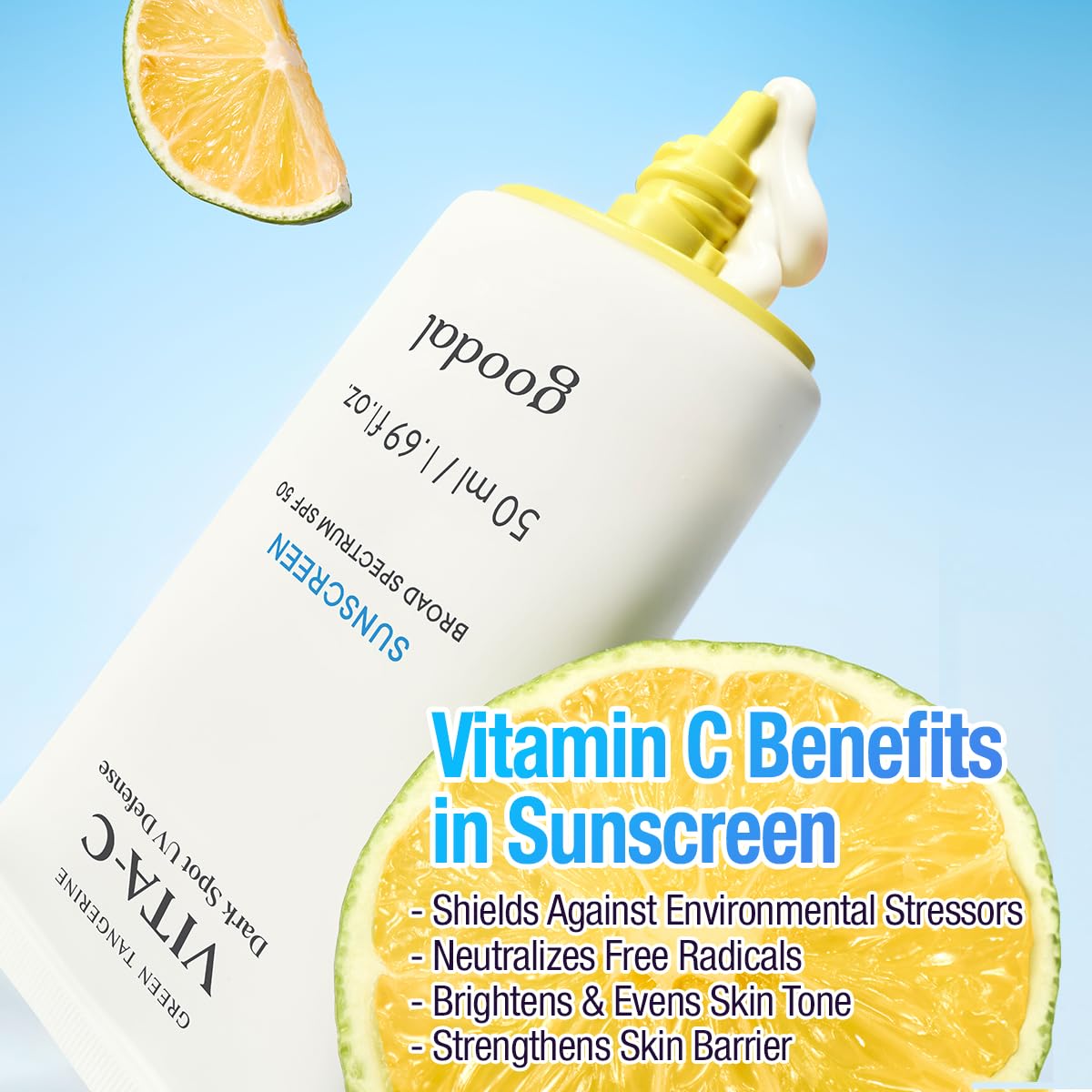 GOODAL sunscreen swatched and blended for non-greasy finish