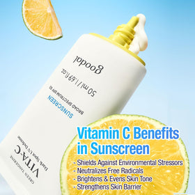 GOODAL sunscreen swatched and blended for non-greasy finish