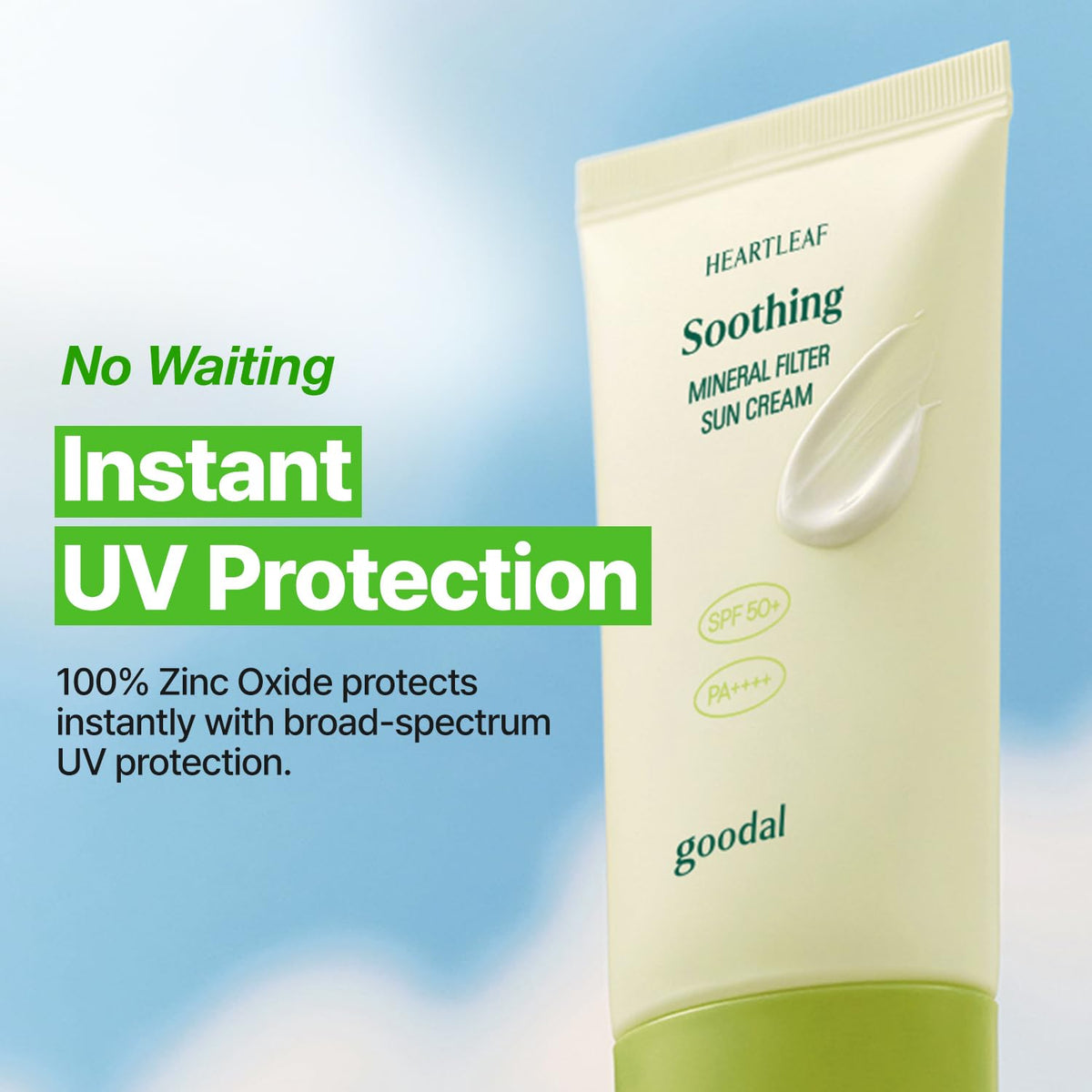GOODAL sunscreen under makeup demo showing compatible base for cosmetics