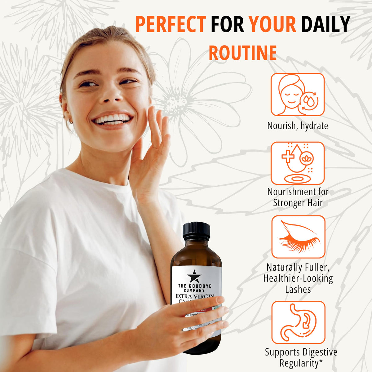 The Goodbye Company 250ml bottle beside everyday items to show real size and convenience