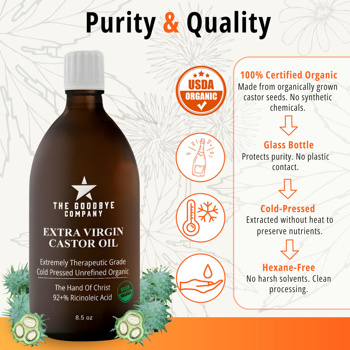 Hand applying Goodbye Company castor oil to scalp demonstrating easy massage benefit