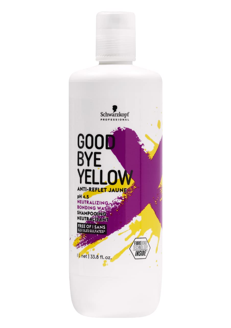 GOODBYE YELLOW front bottle showing label and large 33.8 oz size benefit
