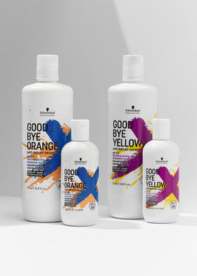 GOODBYE YELLOW applied to blonde hair in-salon demonstrating anti-yellow benefit