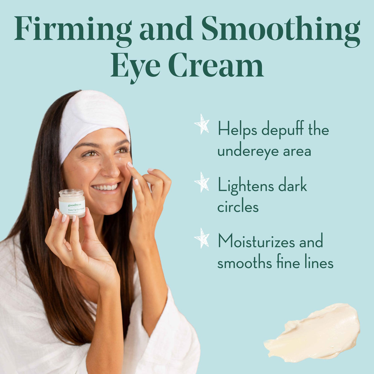 Goodness Vegan creamy gel texture close-up highlighting lightweight hydration and smooth application
