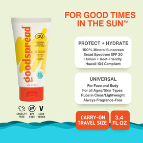 Goodspread texture close-up revealing smooth, non-greasy zinc oxide blend