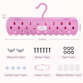 GOO GOO accessories laid out with suction stickers hooks and screws for flexible installs