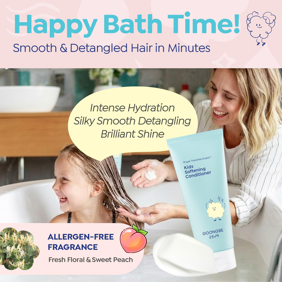 GOONGBE bottle staged in bathroom demonstrating quick daily routine
