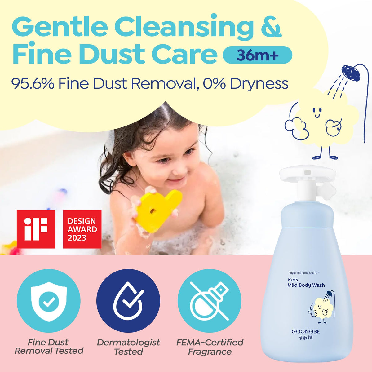 GOONGBE soft foam dispensed from pump demonstrating gentle cleansing