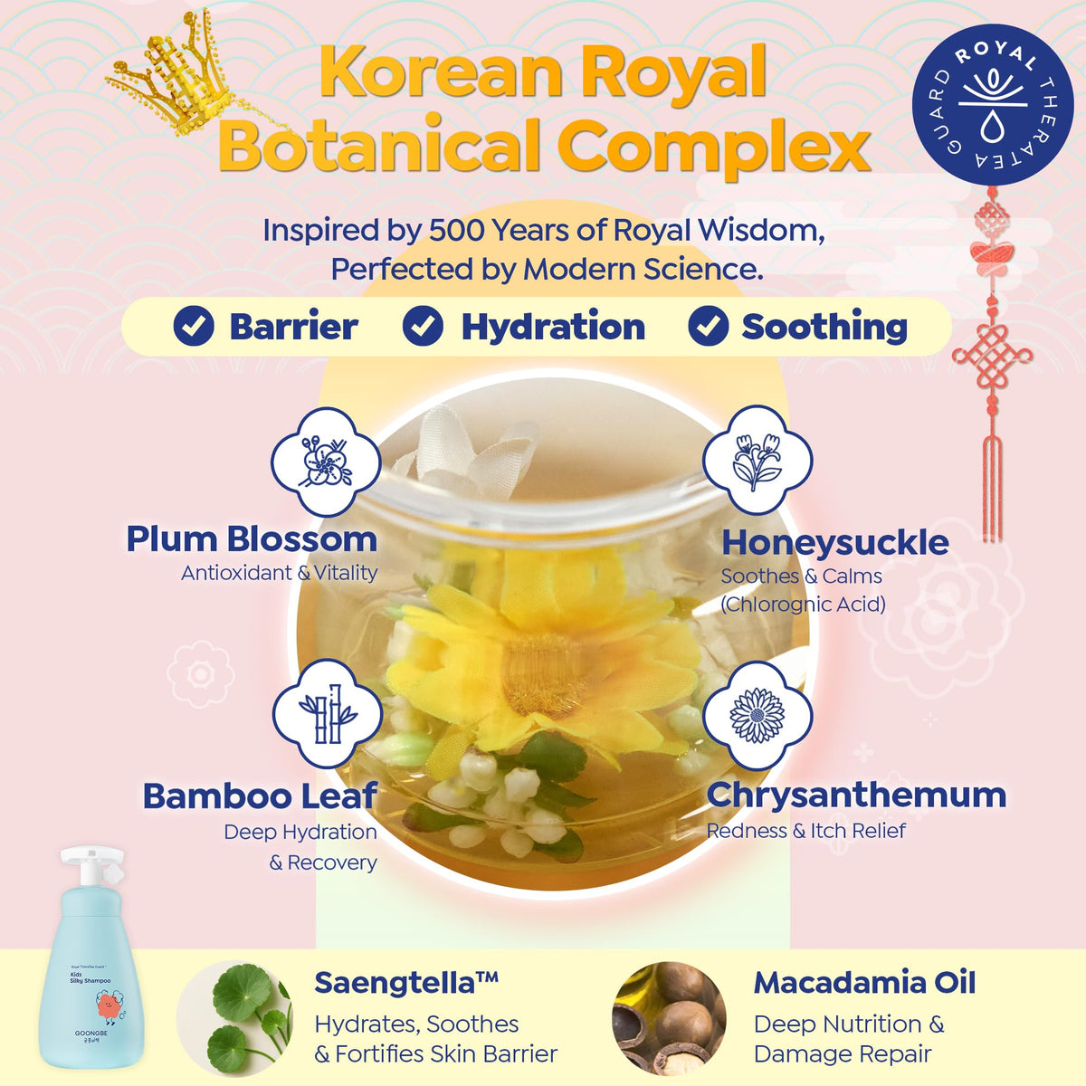 GOONGBE shampoo lather on hands showing gentle foam and mild cleansing