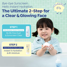 Bathroom shelf with GOONGBE kit illustrating easy daily routine