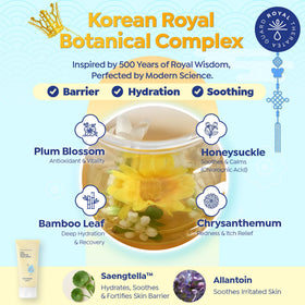 Caregiver applying GOONGBE lotion on child's cheek for calming moisture