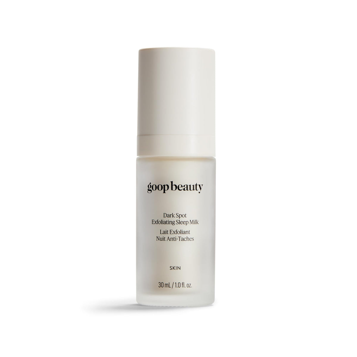 goop bottle front view showing Beauty Sleep Milk Serum for calm skin renewal