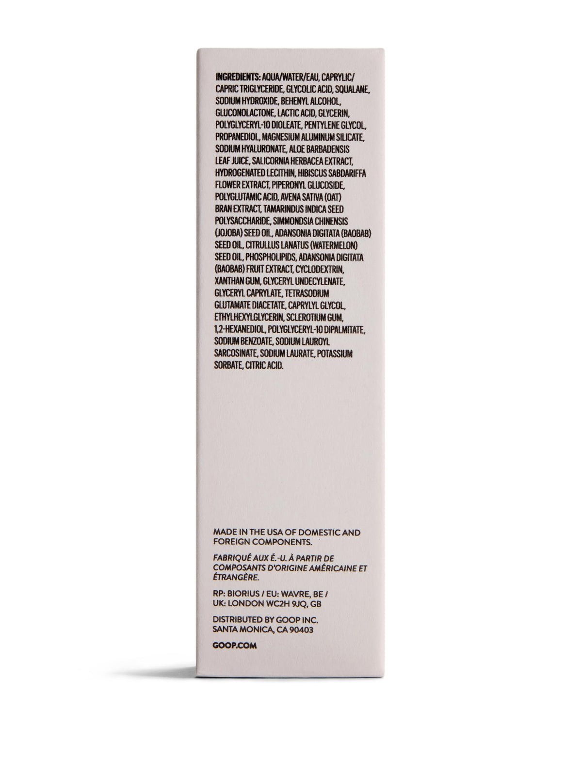 goop bottle on nighttime bathroom shelf evoking evening resurfacing routine