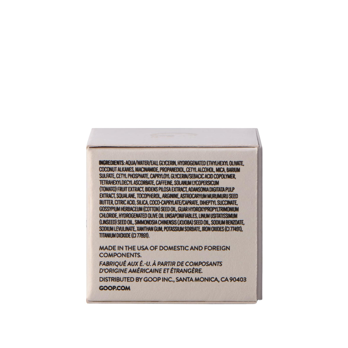 goop on bathroom counter with mirror and brushes, suggests easy morning makeup prep