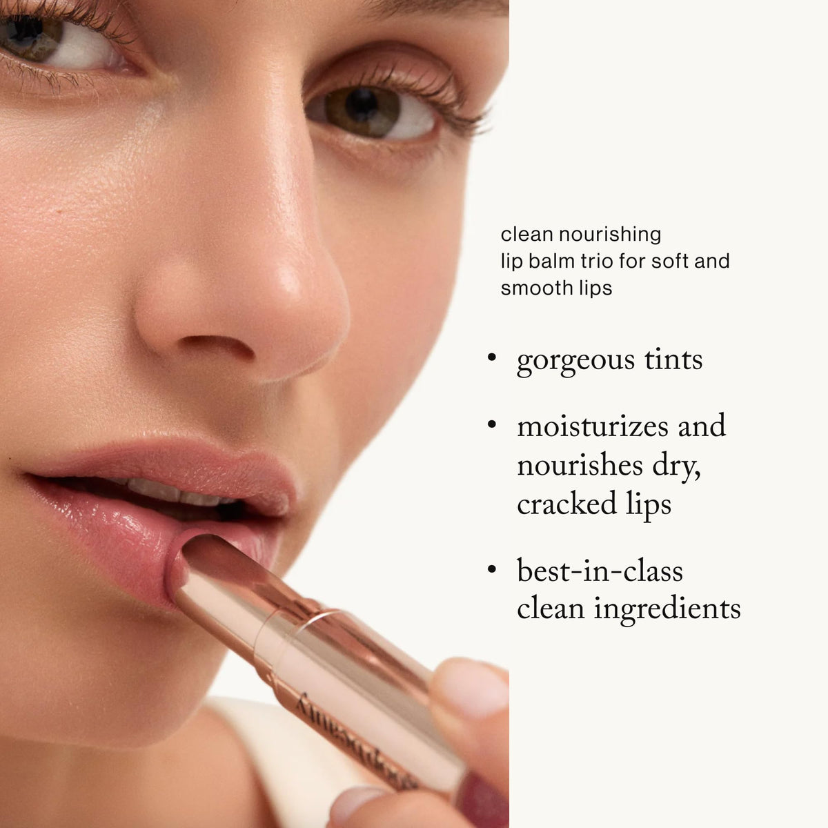 goop clear lip balm close-up showing smooth stick and moisturizing sheen benefit hydration