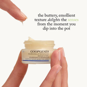 open goop pot beside ingredient list, showing ceramides and fig seed oil benefits for barrier support