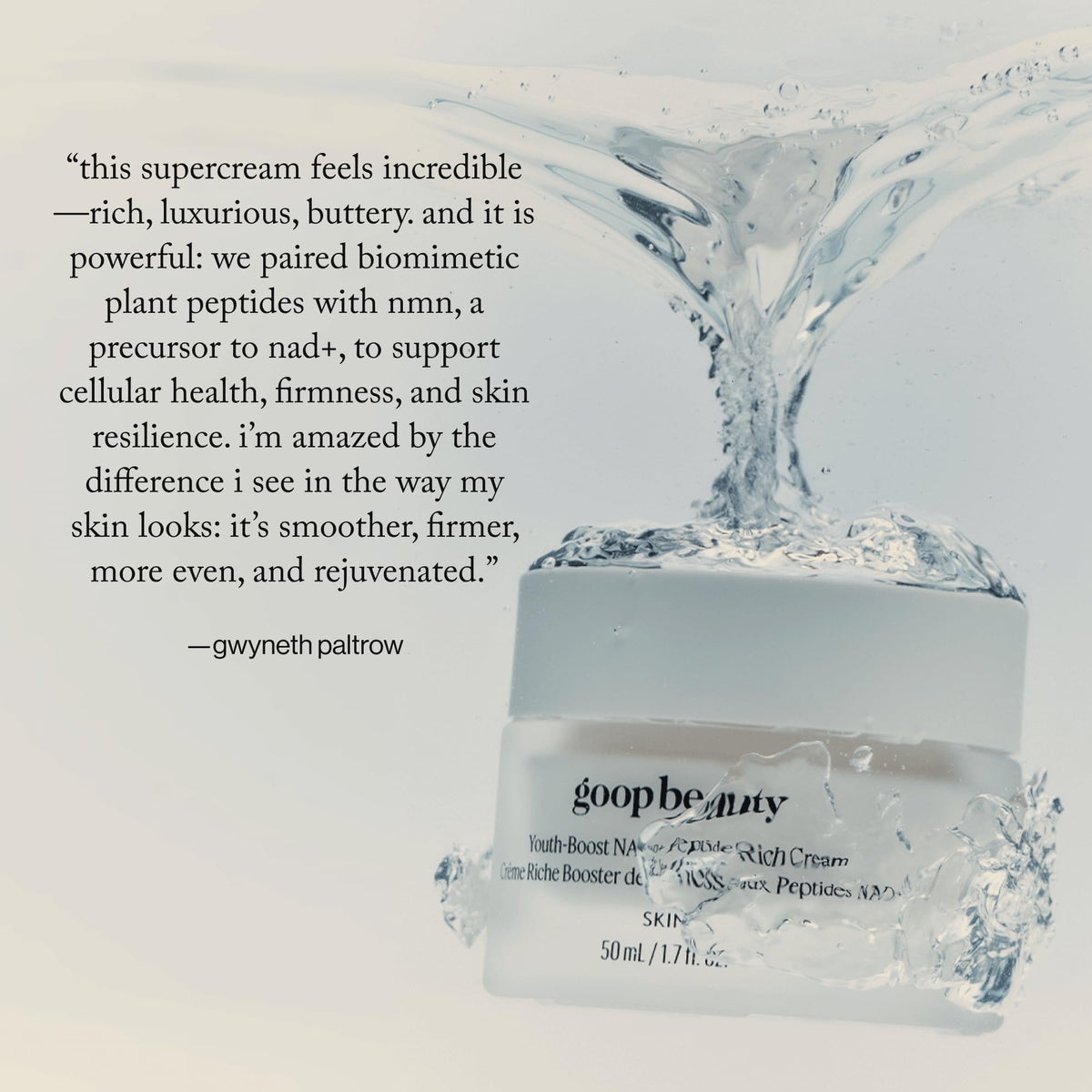goop model applying cream to face showing routine use benefit smoother-looking skin