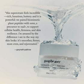 goop model applying cream to face showing routine use benefit smoother-looking skin