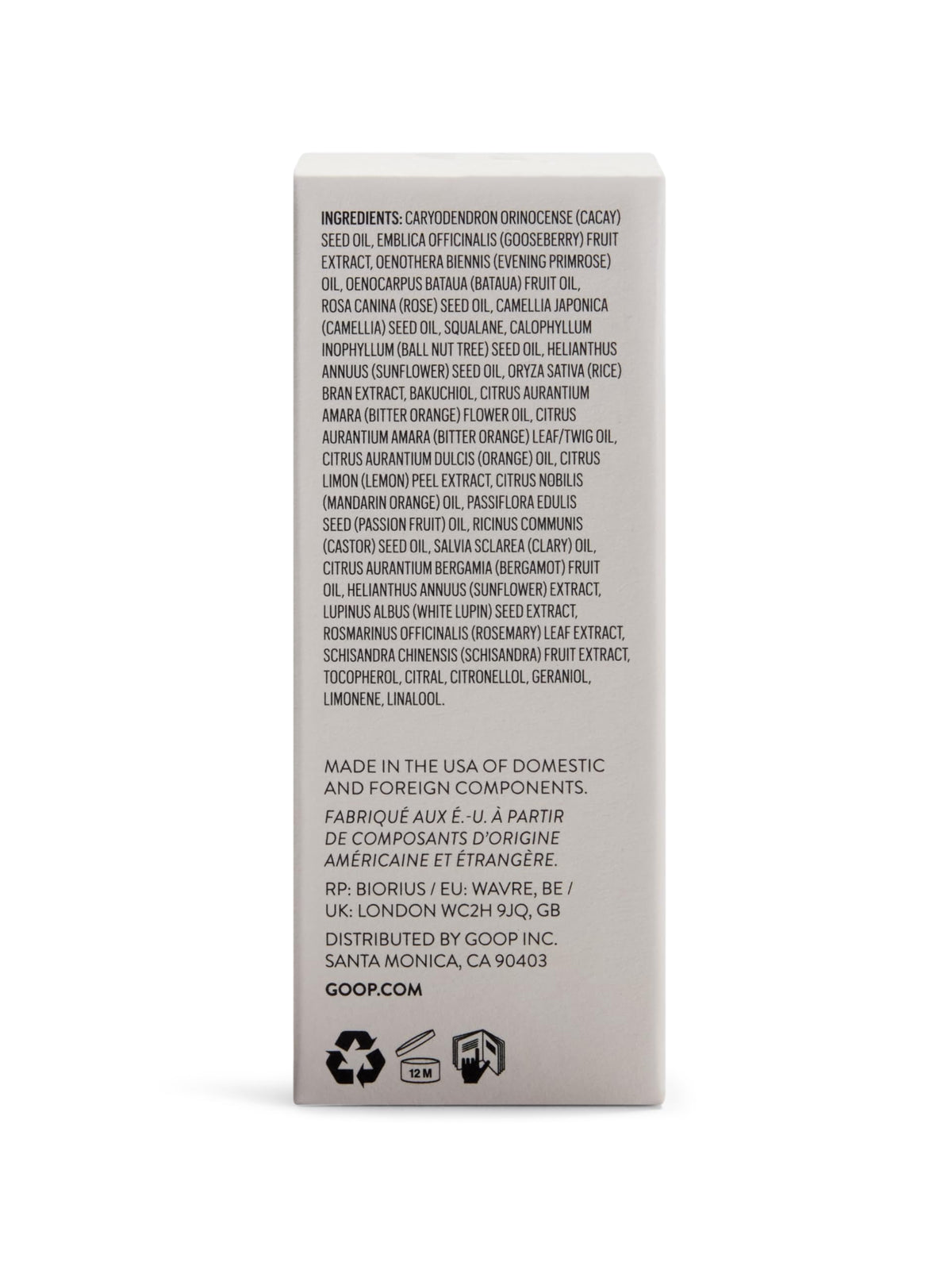 goop label close-up showing ingredient callouts and clean formula