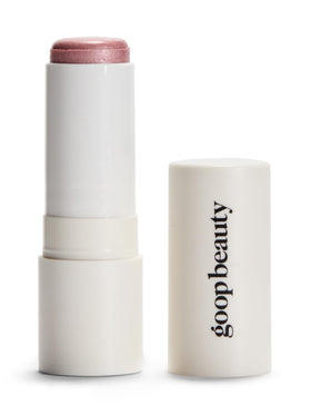 goop highlighter stick front packaging showing petal shade and compact design