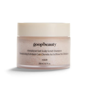 goop scalp scrub shampoo front jar showing label and size, highlights clean packaging