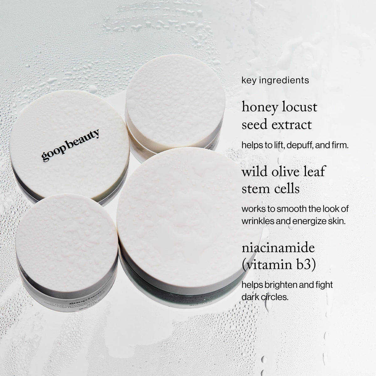goop serum droplet on fingertip highlighting niacinamide-rich texture and hydration