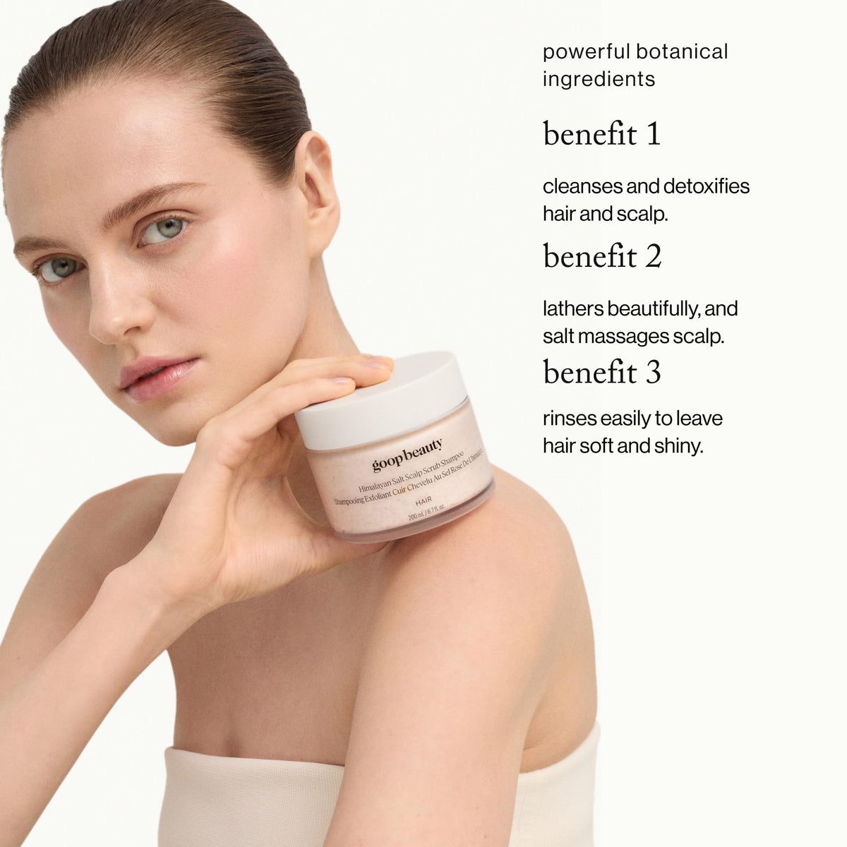 goop whipped texture closeup showing creamy salt blend, suggests gentle exfoliation benefit