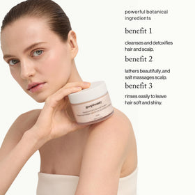 goop whipped texture closeup showing creamy salt blend, suggests gentle exfoliation benefit