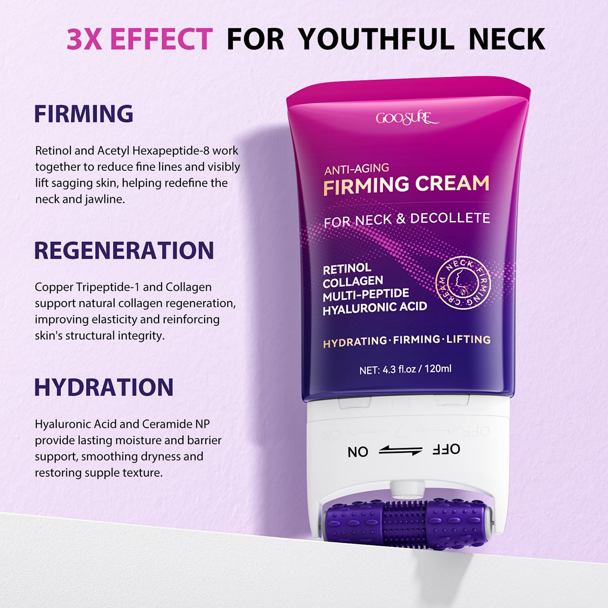 GOOSURE ingredient visual with peptides and hyaluronic acid for firming
