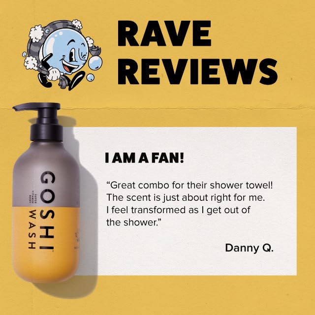 GOSHI bottle on bathroom shelf suggesting daily fresh clean routine