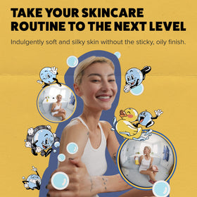 GOSHI applied to leg after shower demonstrating hydration and non-greasy feel
