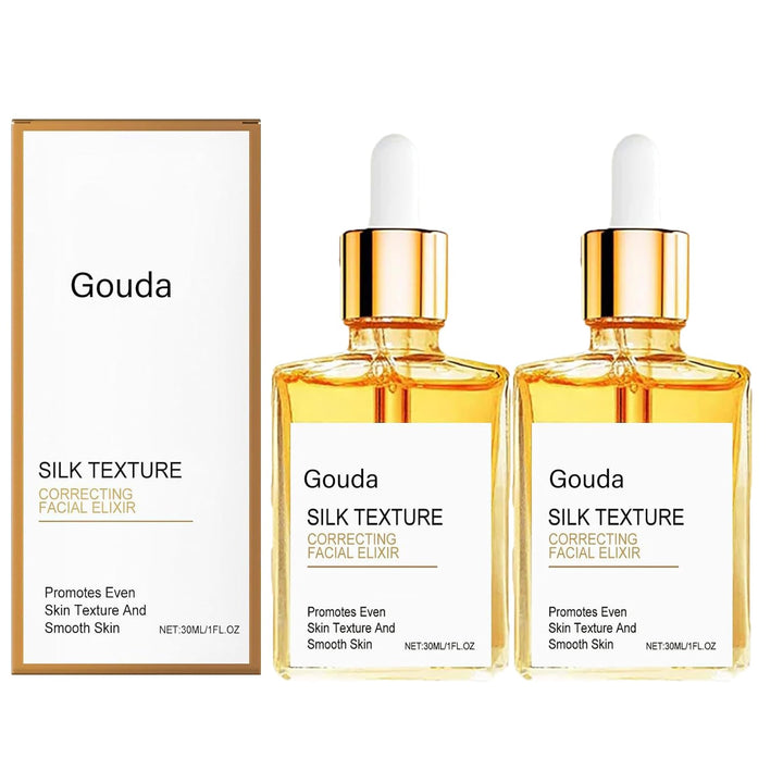 Gouda front packaging showing two bottles and benefit of firming