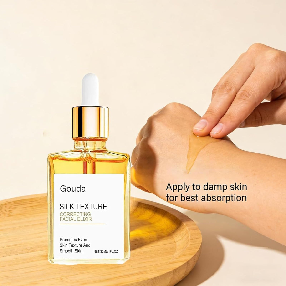 Gouda pump dispense close-up demonstrating easy application benefit