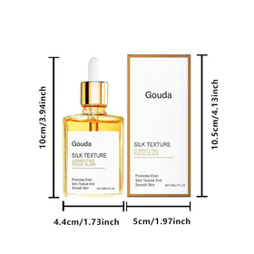 Gouda applying oil to cheek demonstrating lightweight hydration without greasiness benefit