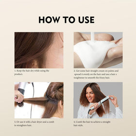 gowwim before and after split view illustrating reduced frizz and straighter hair