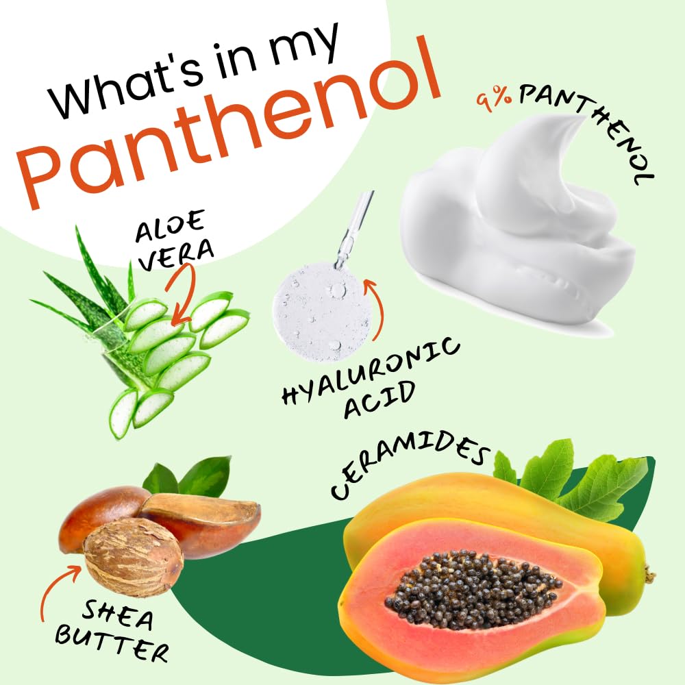 GPC panthenol foam next to a hand to show size and travel-friendly scale