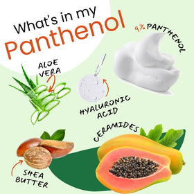 GPC panthenol foam next to a hand to show size and travel-friendly scale