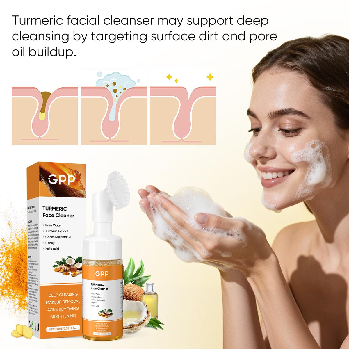 GPP turmeric skin care set lifestyle shot demonstrating practical everyday routine benefits