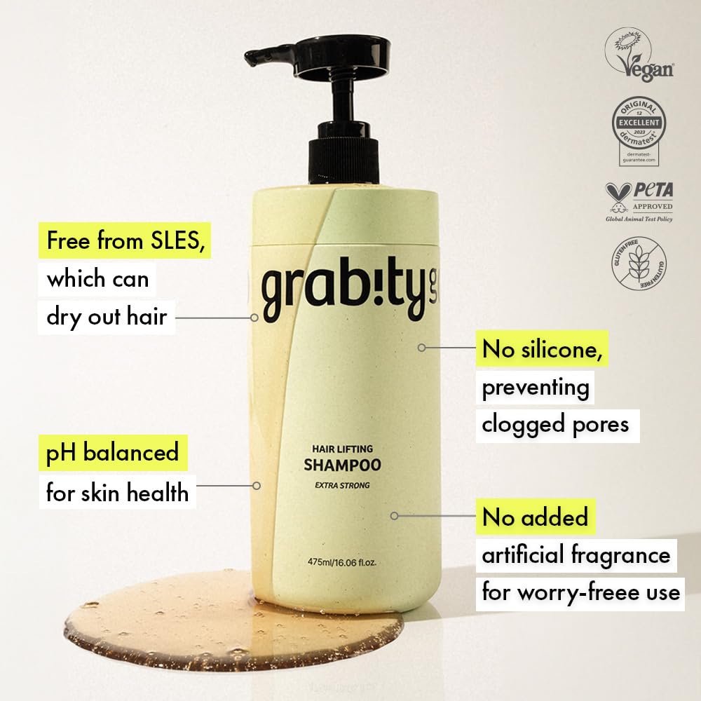 grab!ty before and after comparison showing fuller, lifted hair benefit