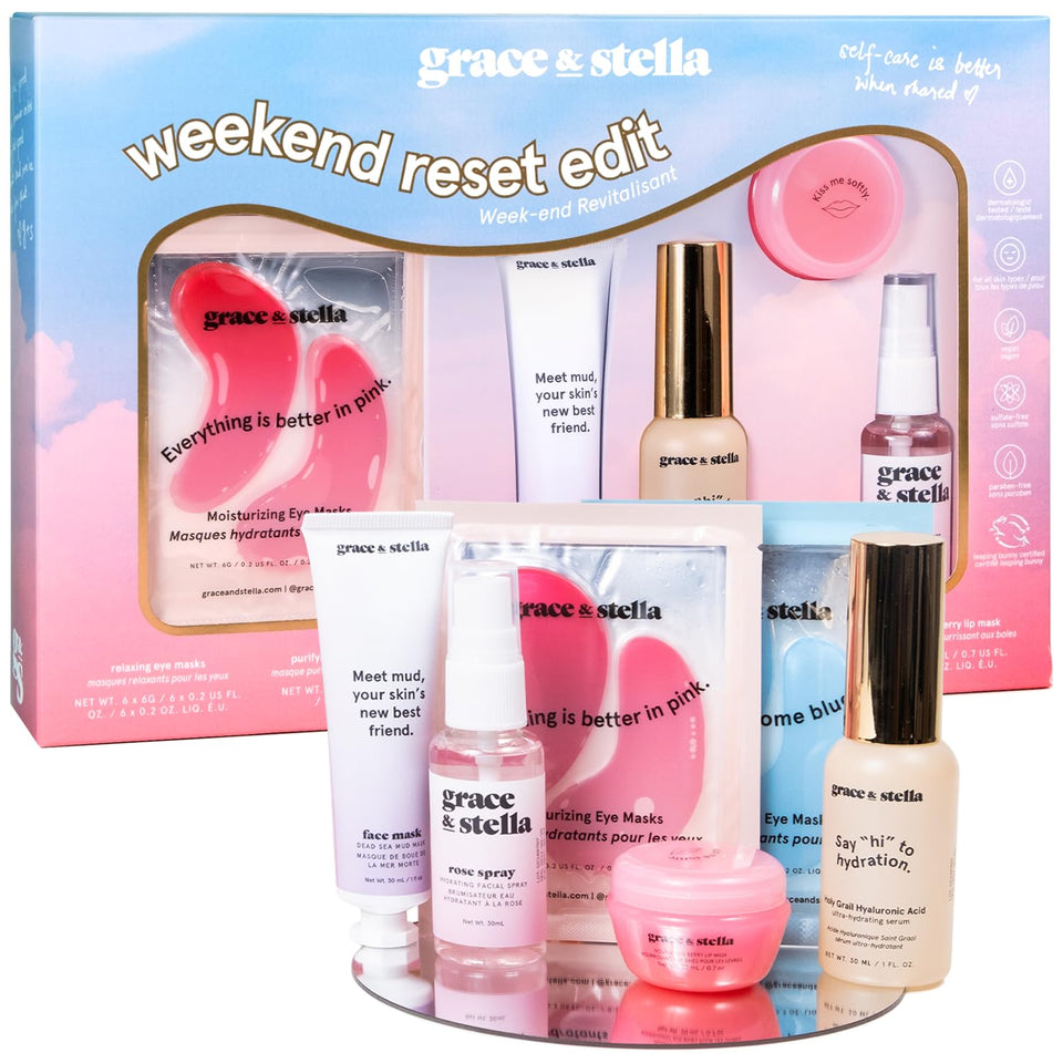 grace & stella front packaging showcasing the colorful gift box and contents benefit presentation