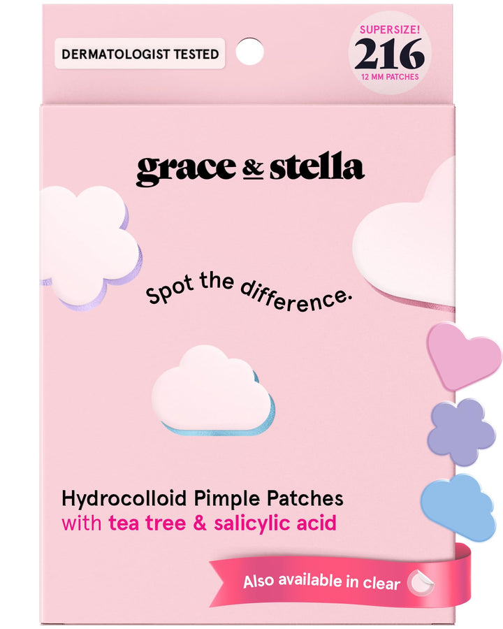 grace & stella front packaging showing large-count acne patch supply and convenience