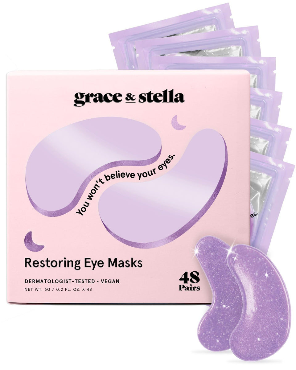 grace & stella front jar view showing purple packaging and number of pairs - clear product identity