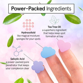 grace & stella patch applied to cheek demonstrating blemish coverage benefit