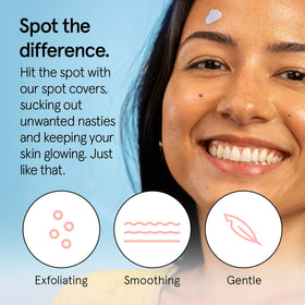grace & stella close-up of hydrocolloid patch texture that absorbs fluids fast