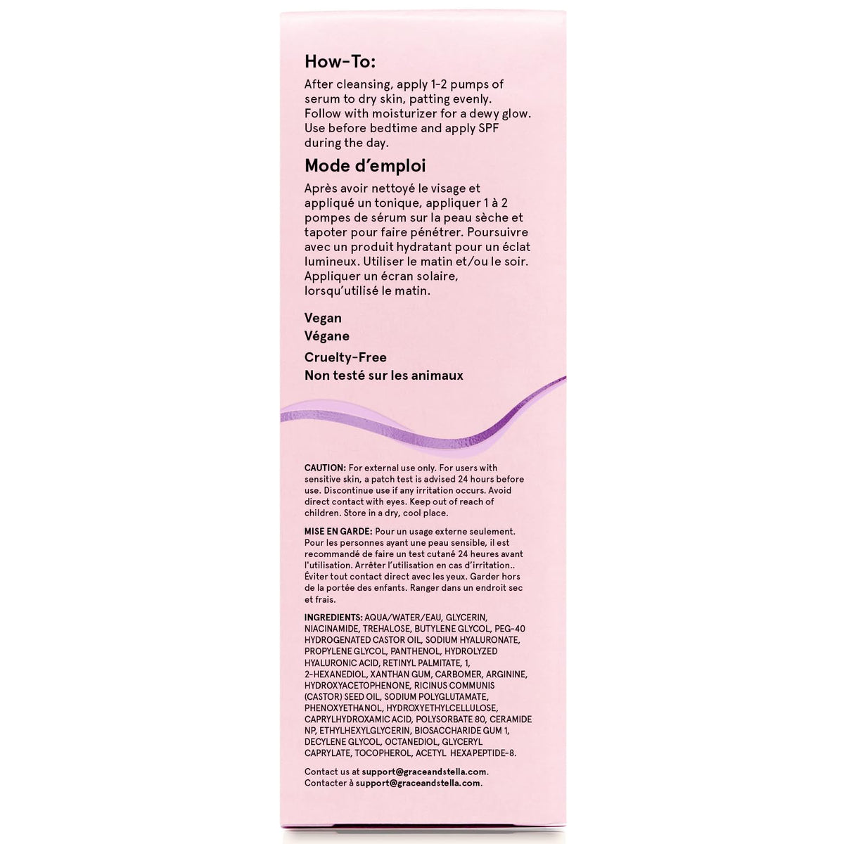 grace & stella packaging detail showing recyclable materials and care