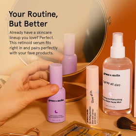 grace & stella applying serum to hand demonstrating easy absorption