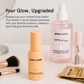 grace & stella serum on bathroom shelf demonstrating daily routine convenience